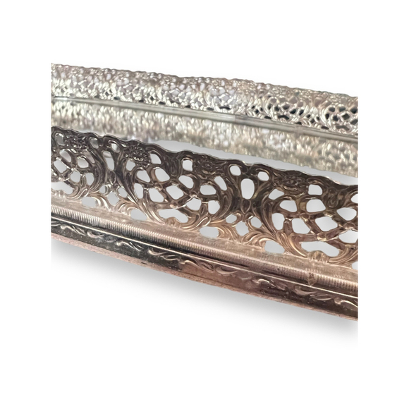 Vintage Vanity Mirror Botanical Mirrored Tray Great Romantic Decor Gift Idea - Picture 7 of 10